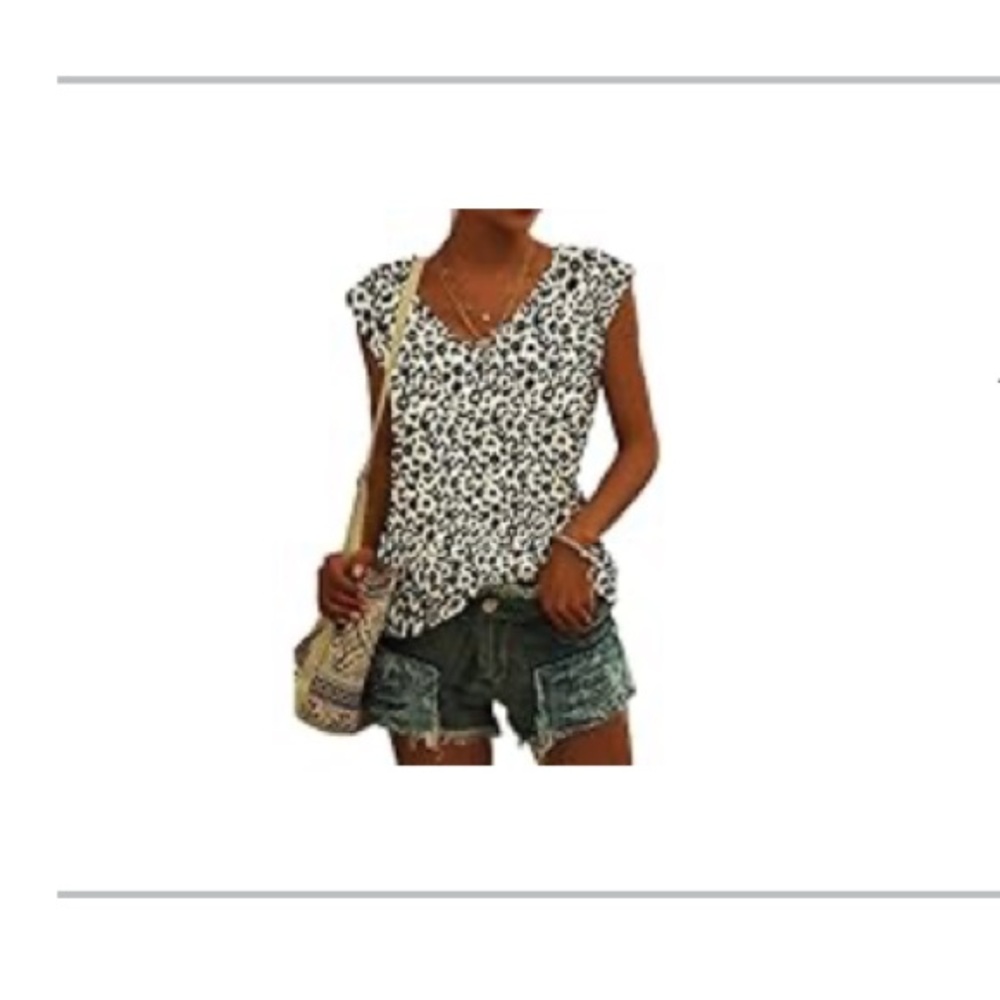 Leopard Print Cap Sleeve Shirt